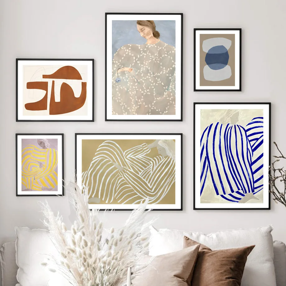 

Nordic Poster Sofia Lind Striped Pajamas Abstract Curve Geometry Wall Art Print Canvas Painting Pictures For Living Room Decor