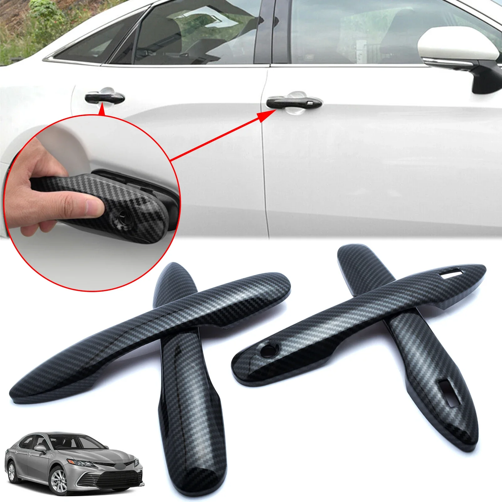 Узор из углеродного волокна внешняя дверная ручка накладка умная замочная