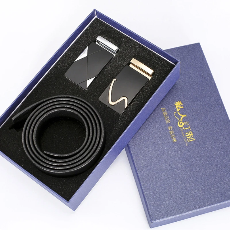 

Men's Belt Gift Box New Men's Belt Leather Business Automatic Buckle Belt Double-button Gift Box Set Belt for Men
