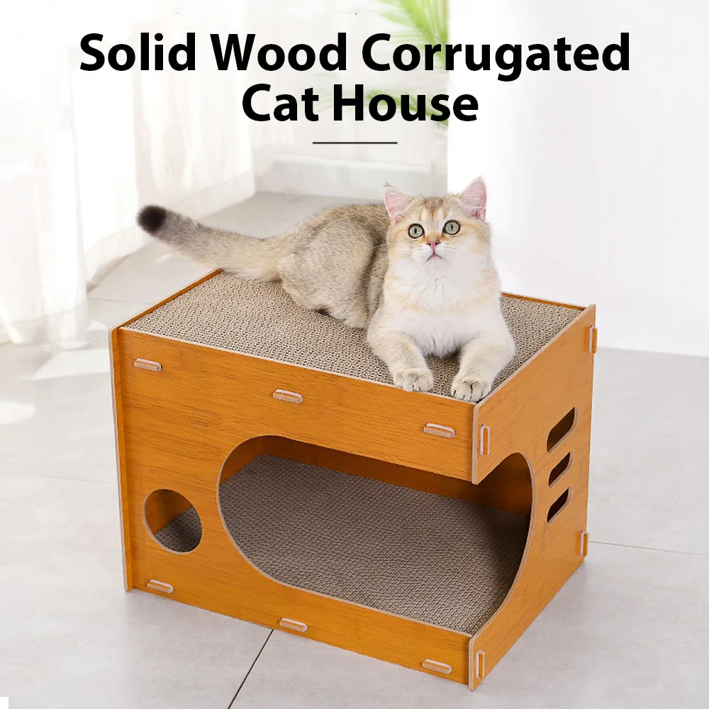

Solid Cat House Cat Scratch Board Pad Cat Litter Toy Grinding Nail Claw Sharpener Toy Corrugated Cat Scratcher Toy Pet Supplies