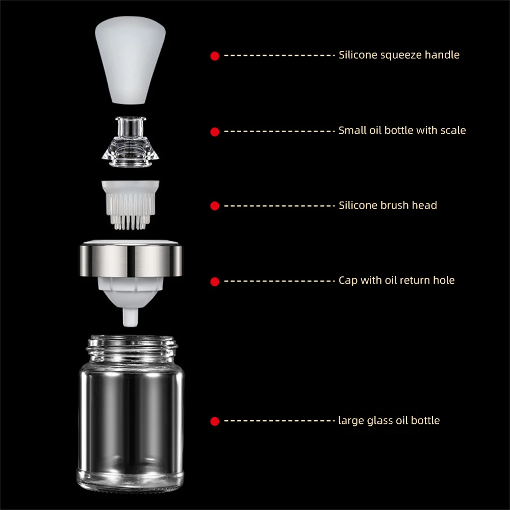 1 шт. силиконовая стеклянная бутылка для масла с щеточкой |