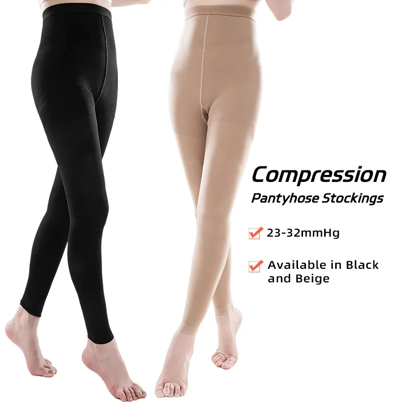 

Legbeauty Extra Large Unisex Varicose Vein Medical Compression Stockings Pantyhose 20-30mmHg Footless Pressure Pants Brace S-5XL