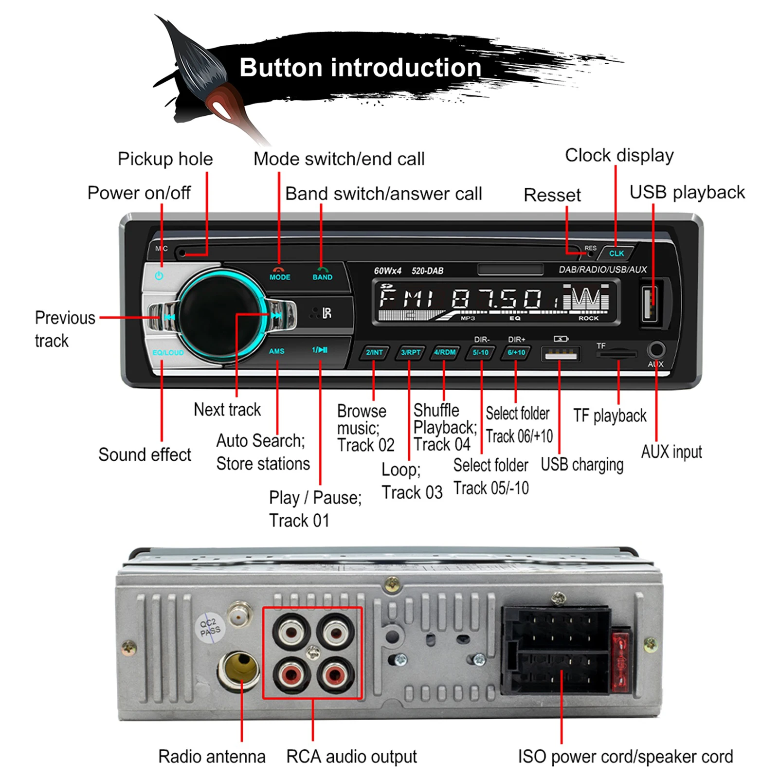 Car Radio Stereo Player Blue Tooth 