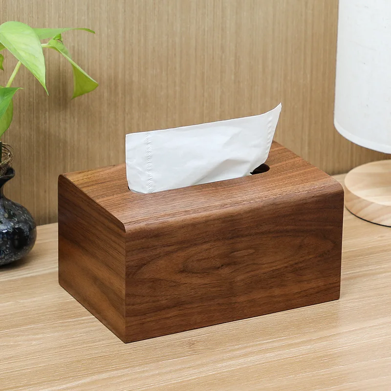 Минималистичные черные ореховые коробки для салфеток современный деревянный