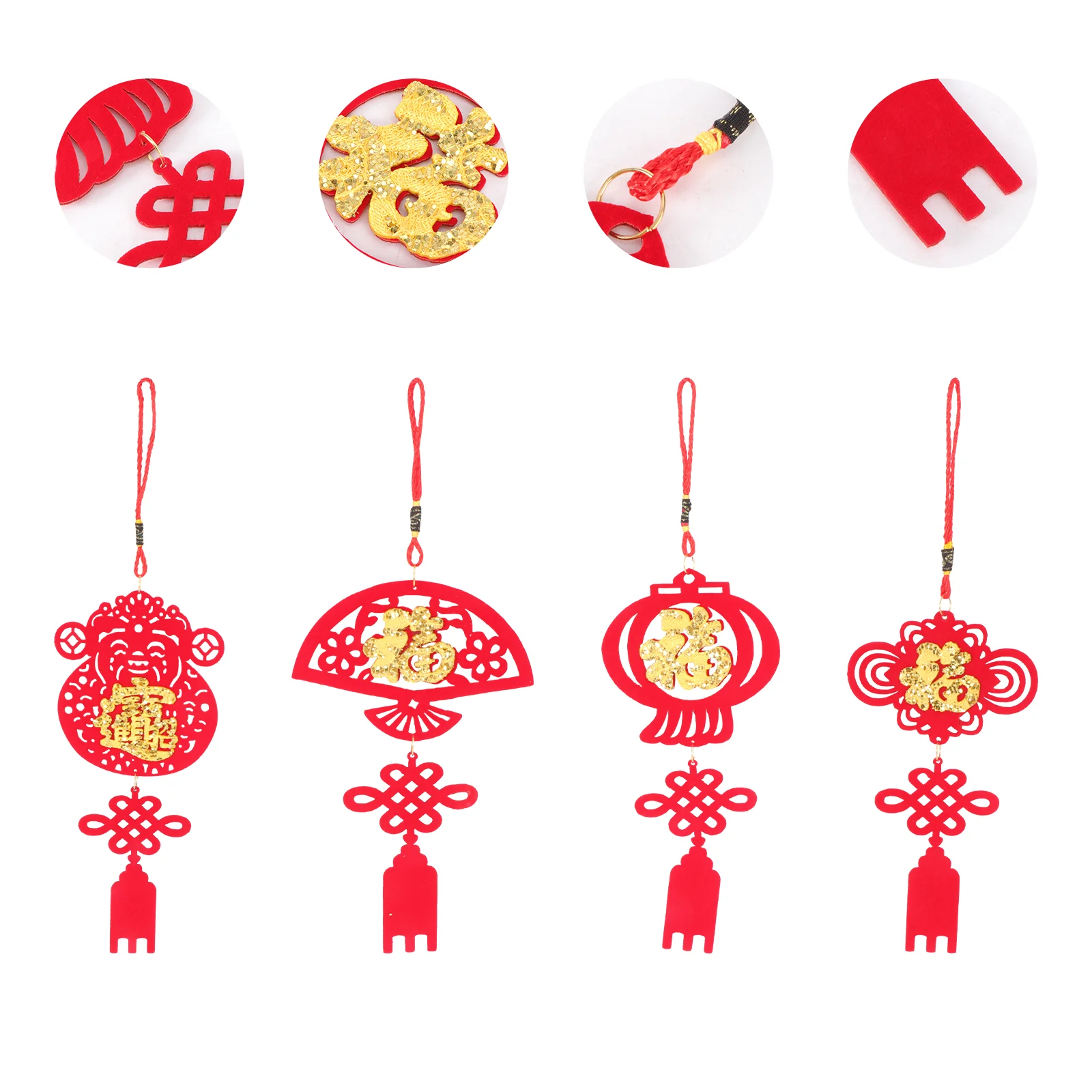 

4pcs New Years Eve Party Supply 2021 2021 New Year Decoration Chinese Fortune Tassel Fu Chinese Festival Home Décor
