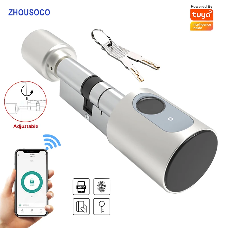 

TUYA BLE Smart Home Door Lock DIY Cylinder Core Fingerprint APP Key IC Card Unlock Electronic Smart Lock Digital Keyless Replace