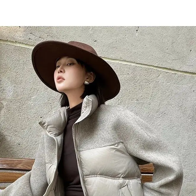 Модный короткий зимний пуховик лоскутная верхняя одежда маленький теплый