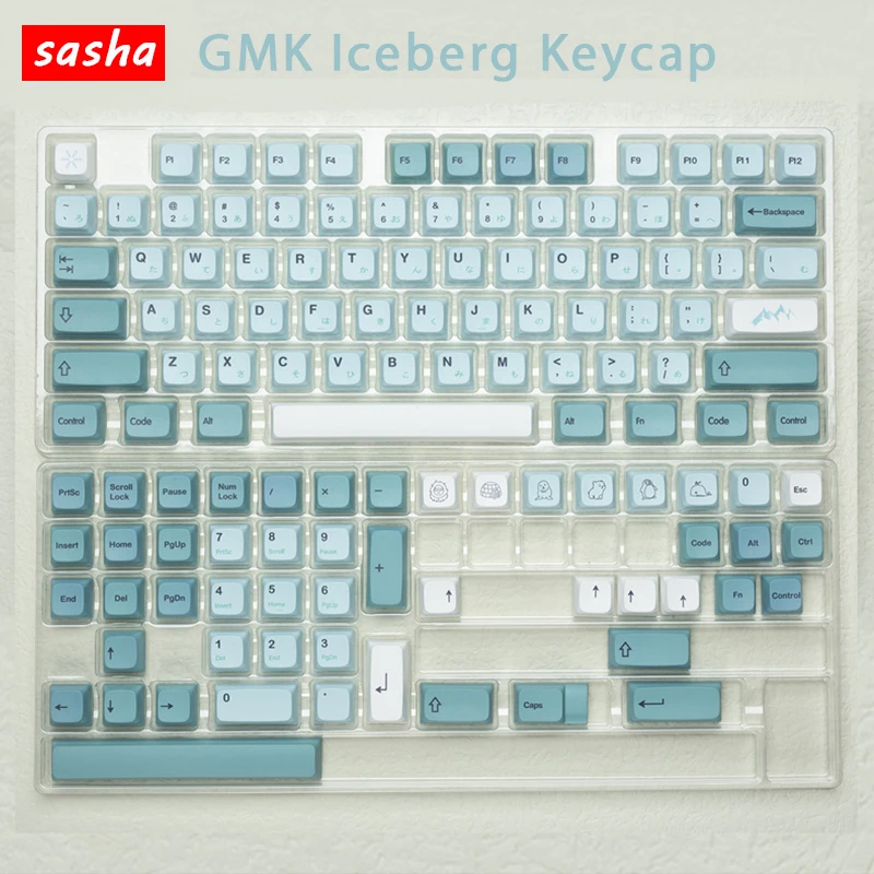 

Gmk Iceberg Keycap 125 Keys Xda Profile Pbt Dye-Sub Keycap Custom Blue White Keycap For Mechanical Keyboard Mx Switch Girl Gifts