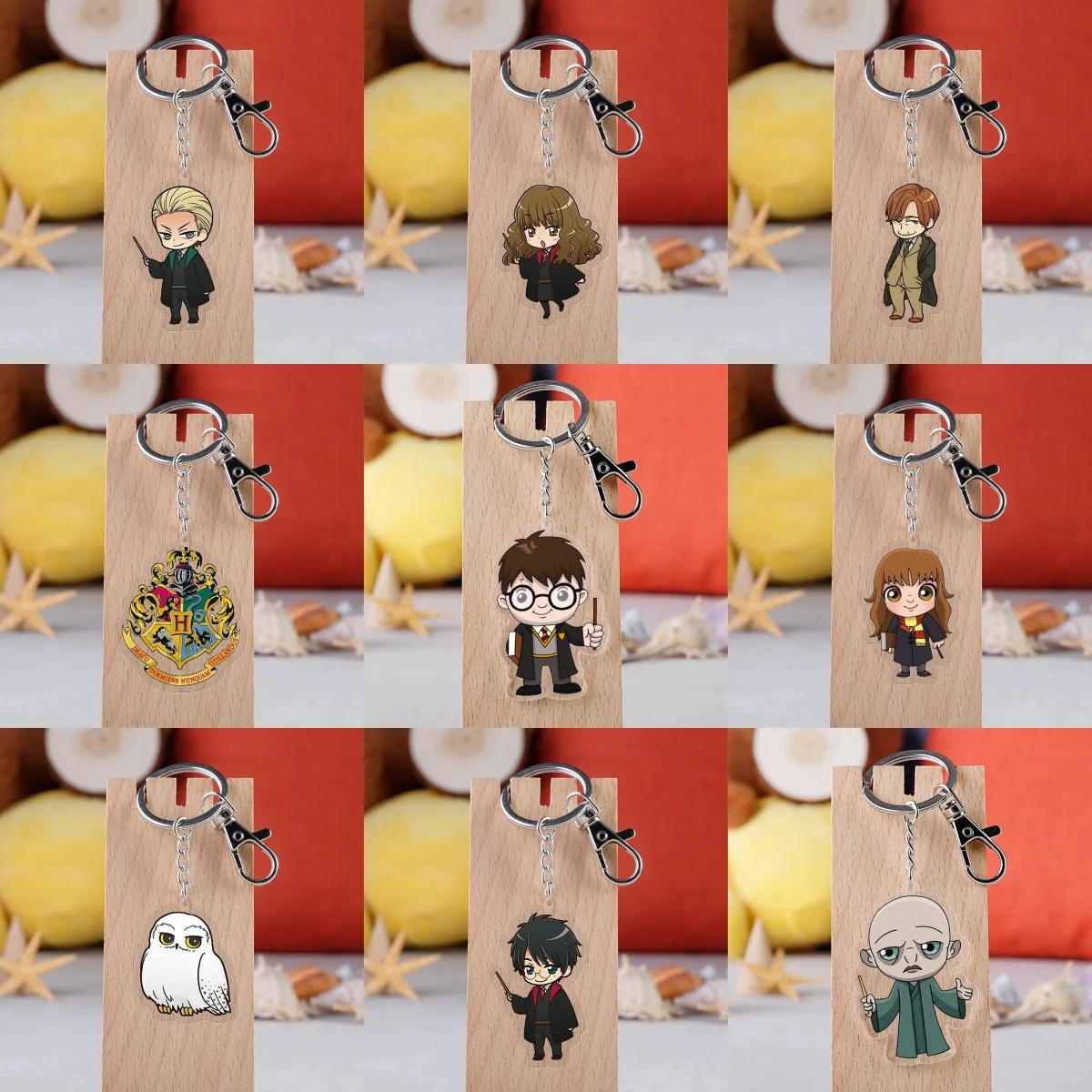 

New Harries Series Acrylic Keychain Ron Malfoy Potter Snape Hermione Dumbledore Hagrid Luna Voldemort Action Figure for Gifts