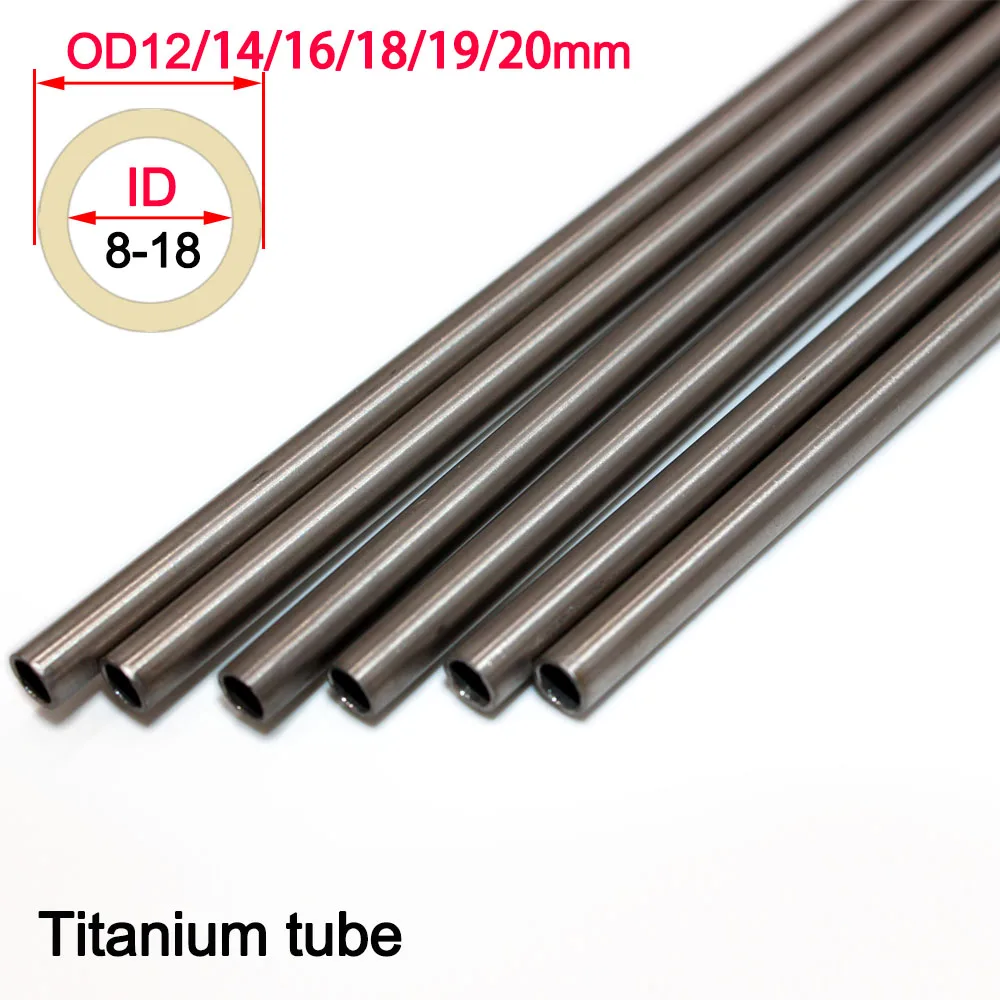 Titanium Tube OD12/14/16/18/19/20mm TA2 Pure Ti Pipe Seamless Titanium Tube Alloy Pipe Exhaust Pipe 100mm - 500mm Long 1Pcs