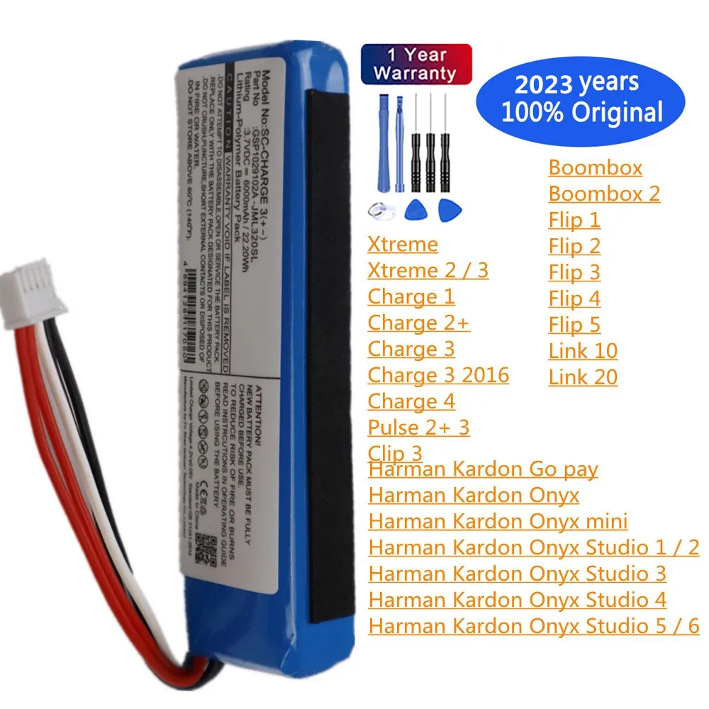 2023 Оригинальный аккумулятор для динамика JBL Charge Flip Pulse Xtreme Boombox Harman Kardon Onyx Studio 6 5 4 3 2 1 Go Play Mini LInk 10 20
