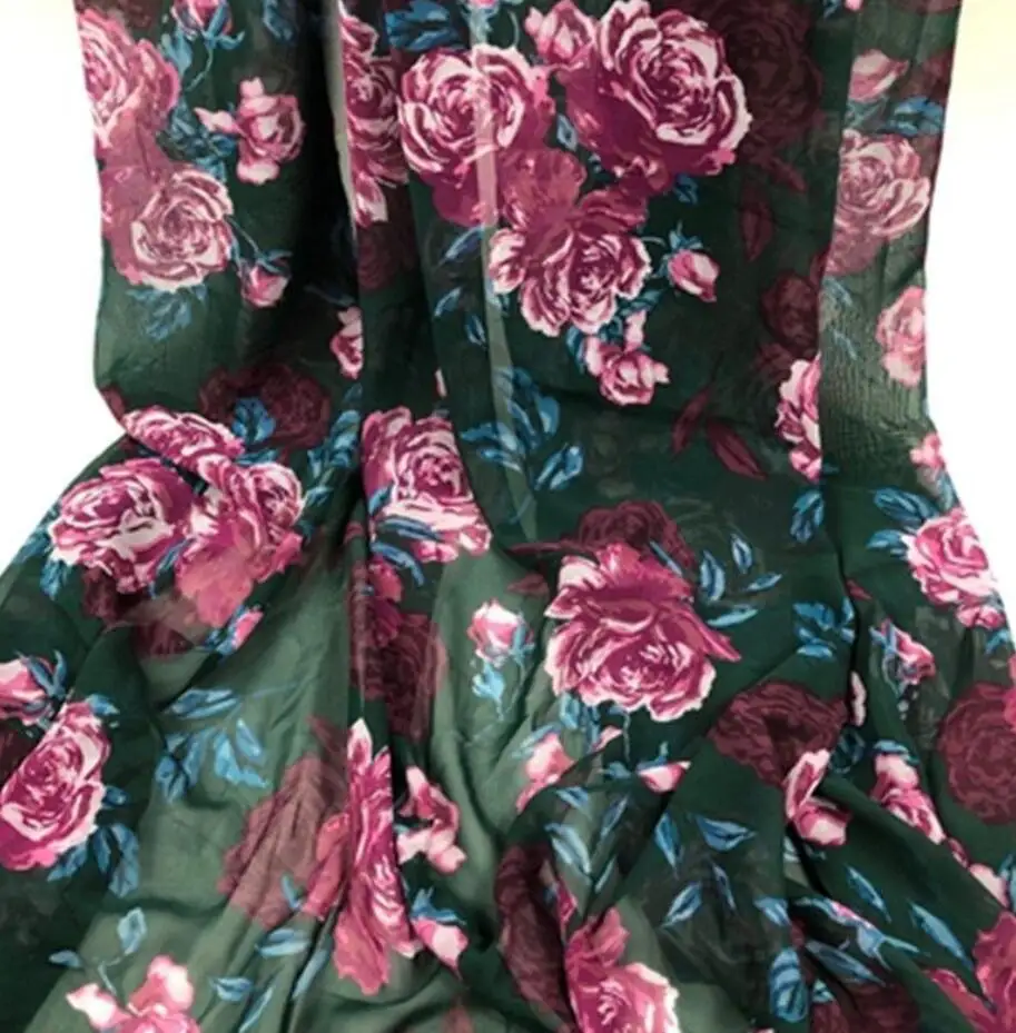 2-метровая рубашка из шифона с принтом цветов, нарядная женская одежда из драпированного химического волокна.