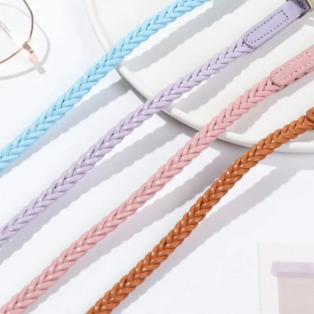

Women Faux Leather Belts Candy Color Thin Skinny Waistband Adjustable Belt Women Dress Strap