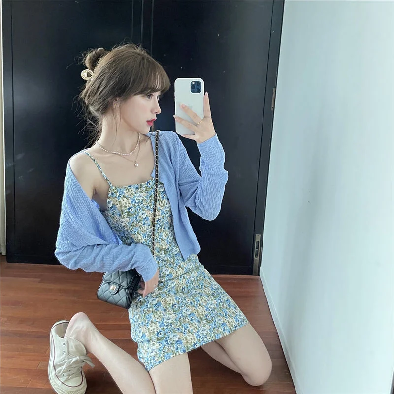 

Summer 2022 Small Woman Floral Dress New French Minority Gentle Suspender Skirt