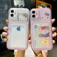 hello kitty with card holder phone cases for iphone 13 12 11 pro max xr xs max x back cover