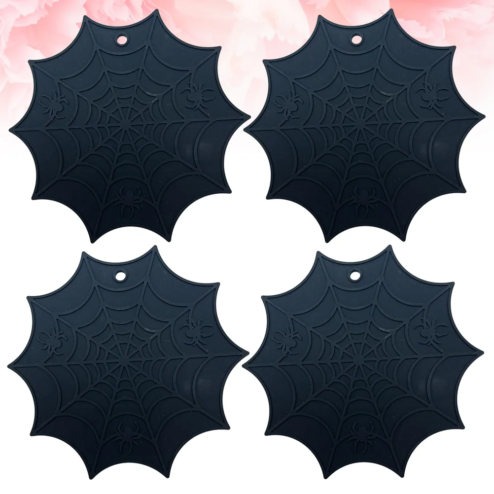 

4pcs Insulation Pad Non-slip Spider Web Decorative Heat-proof Insulation Pad Cup Mat Coaster for Party Home