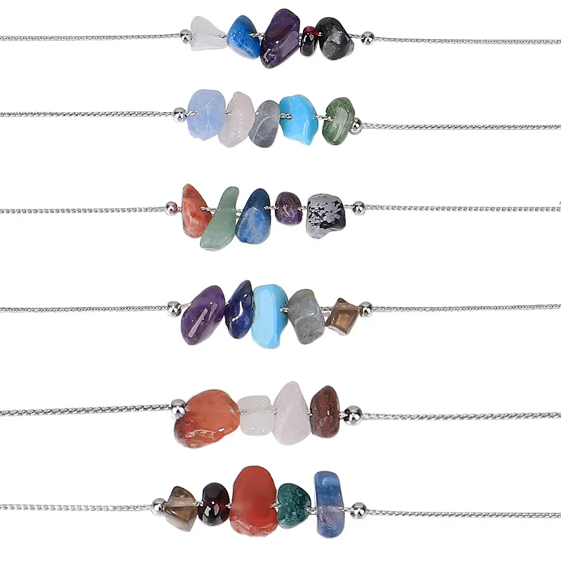 

New Trendy Irregular Chips Gravel Stone 12 Constellation Necklace For Women Vintage Bohemian Summer Jewelry Birthday Gifts