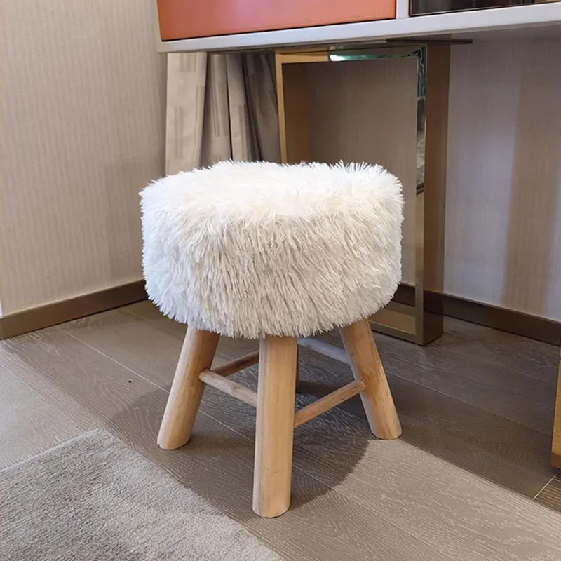 

Elegant Portable Makeup Stool Round Modern Hallway Fluffy Vanity Chair Living Room Sillas Para Sala De Estar Nordic Furniture