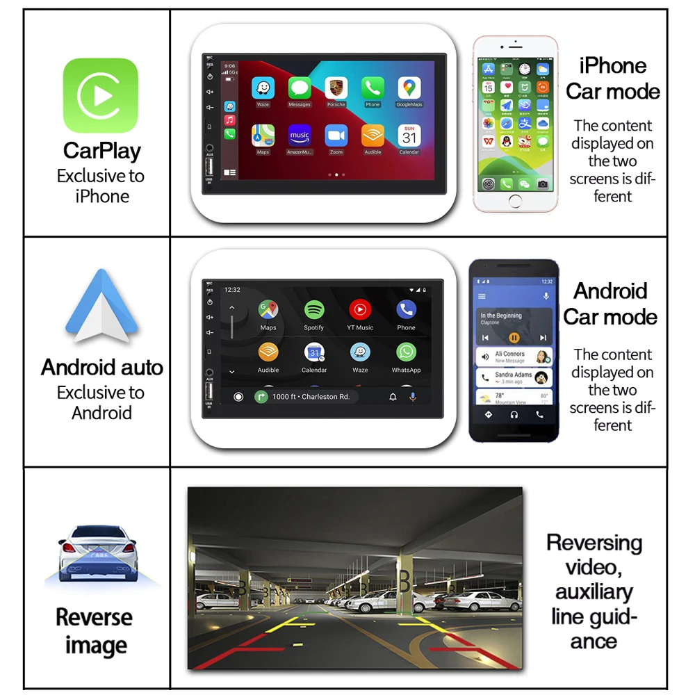 Автомагнитола Carplay мультимедийный видеоплеер на Android с 7 &quotсенсорным экраном AUX BT