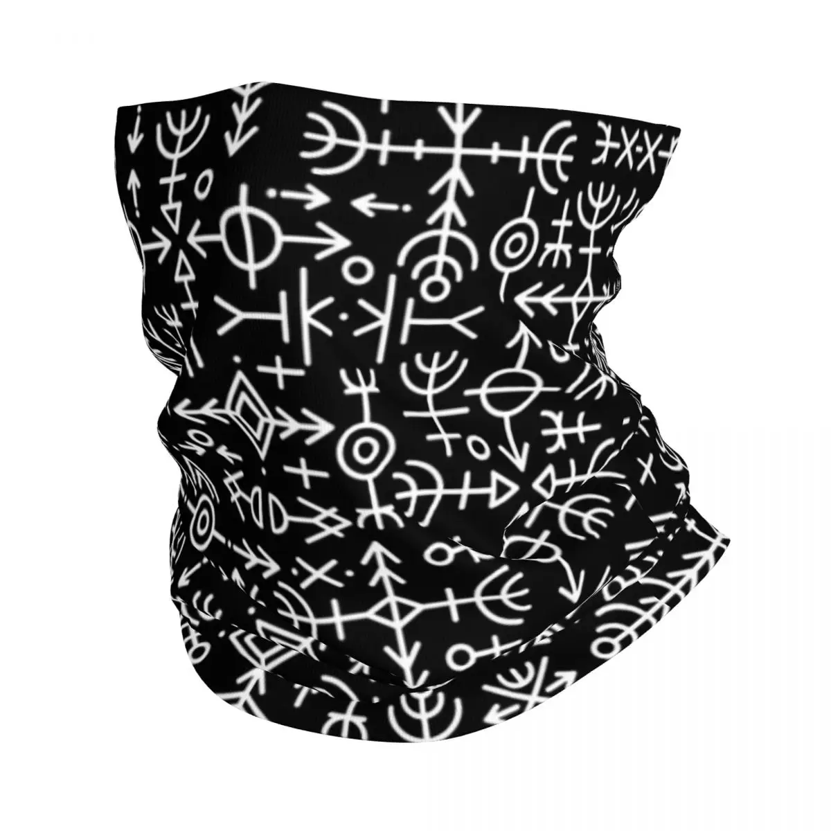 

Viking Norse Runes Bandana Neck Gaiter Printed Vegisir Valkhut Wrap Scarf Warm Balaclava Fishing Unisex Adult Windproof