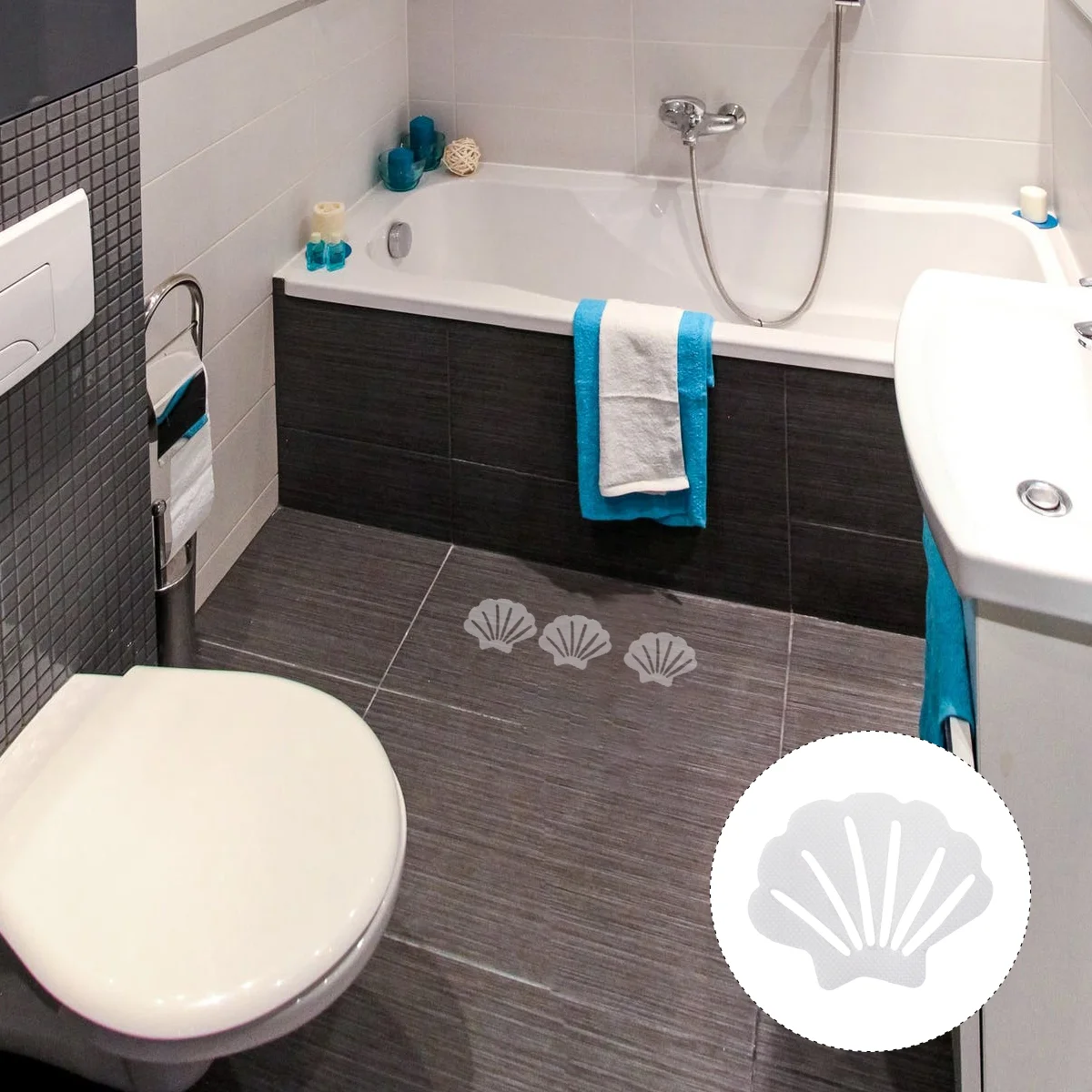 

12pcs Bathtub Stickers Nonslip Shower Treads Adhesive Decals Safety Strips