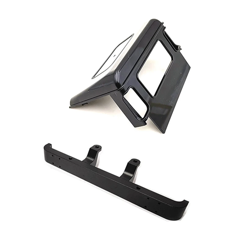 

2 шт. детали автомобиля RC: 1 шт. металлический передний бампер черный и 1 шт. Пластиковый черный автомобиль навес крыши сменная часть крышки