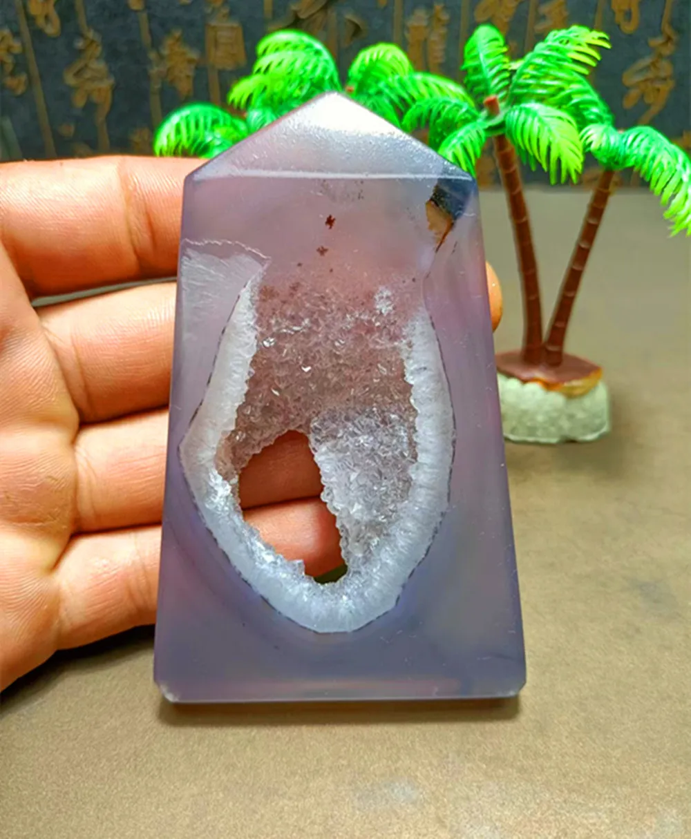 

Brazil energy agate crystal hole, agate stick crystal hole, natural quartz jewelry, home decoration, reiki tablet treatment