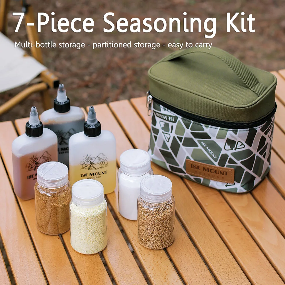 

6pcs/Set Spice Sauce Condiment Bottles Pepper Seasoning Pot For Outdoor BBQ Utensils Spice Sauce Condiment Jars with Storage Bag