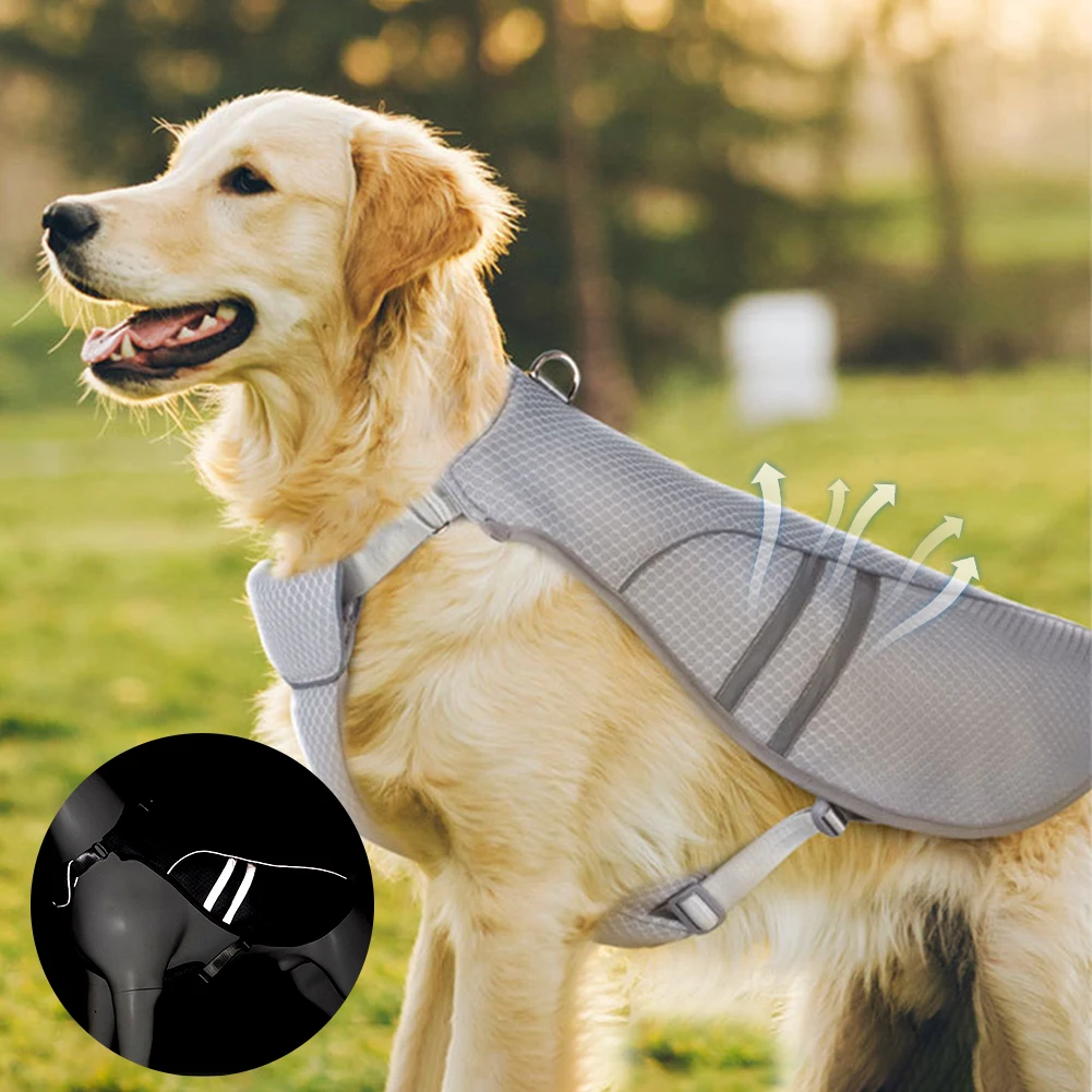 

Summer Outdoor Sun Protection Coat Adjustable Ice-cold Jackets Reflective Pet Dog Heat Stroke Cool Clothes Vest for Pets Dogs