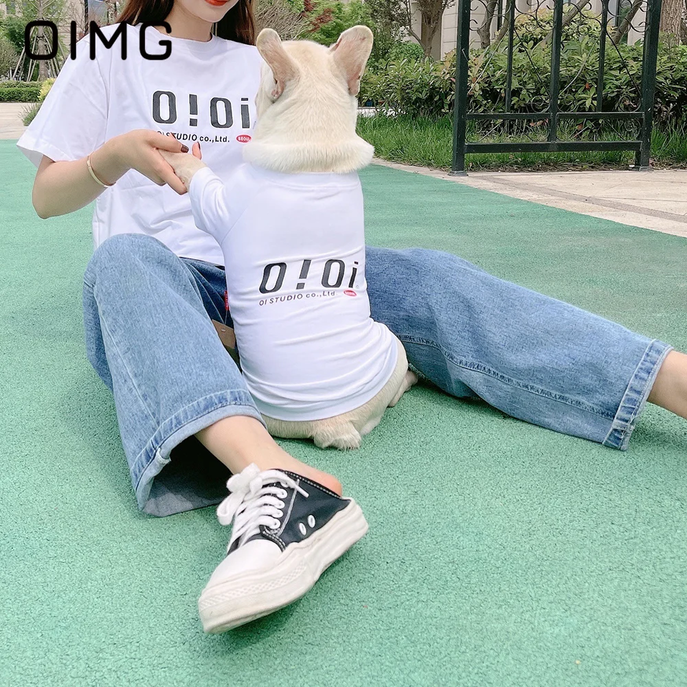 

OIMG Summer Pet And Owner Matching Outfits Korean Version Puppy Parent-child Outfit Cotton T-shirt Small Dogs Short Sleeve