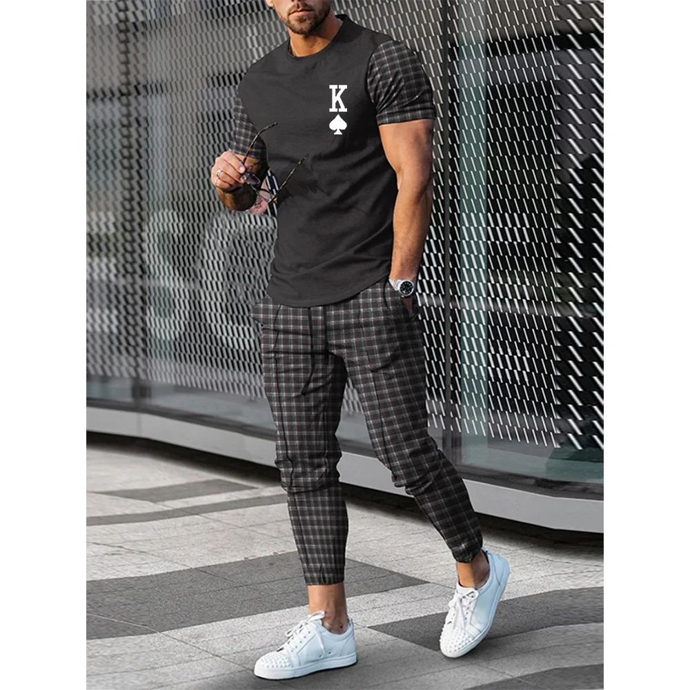 Fashion Men's 3D Animal Print Short Sleeve T-shirt Long Pants Clothes Summer Men's Oversized  2-Piece Set Men's Sportswear Set