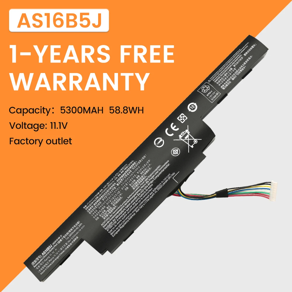 AS16B5J AS16B8J 5600 мАч аккумулятор для ноутбука Acer Aspire E5-575G-53VG 3ICR19/66-2 Бесплатная гарантия