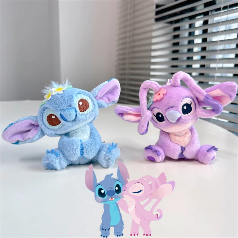 

Disney Anime Kawaii Lilo & Stitch Plush Keychain Angel Purple Cartoon Cute Keyring Plushie Bag Pendant Xmas Birthday Gifts Toys