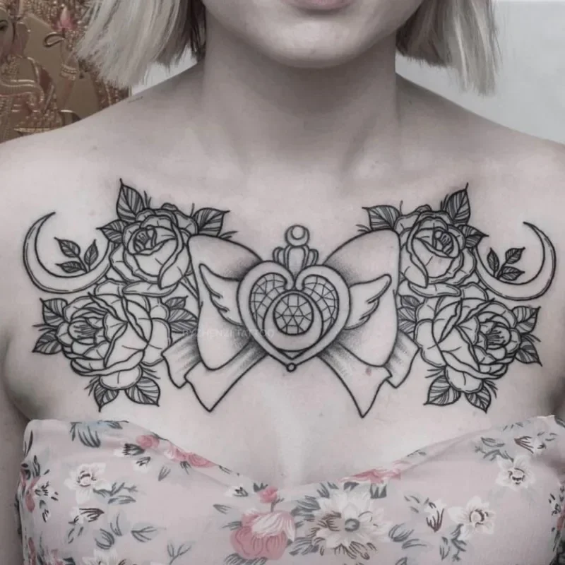 Временные татуировки с травяной луной для женщин татуировка на груди