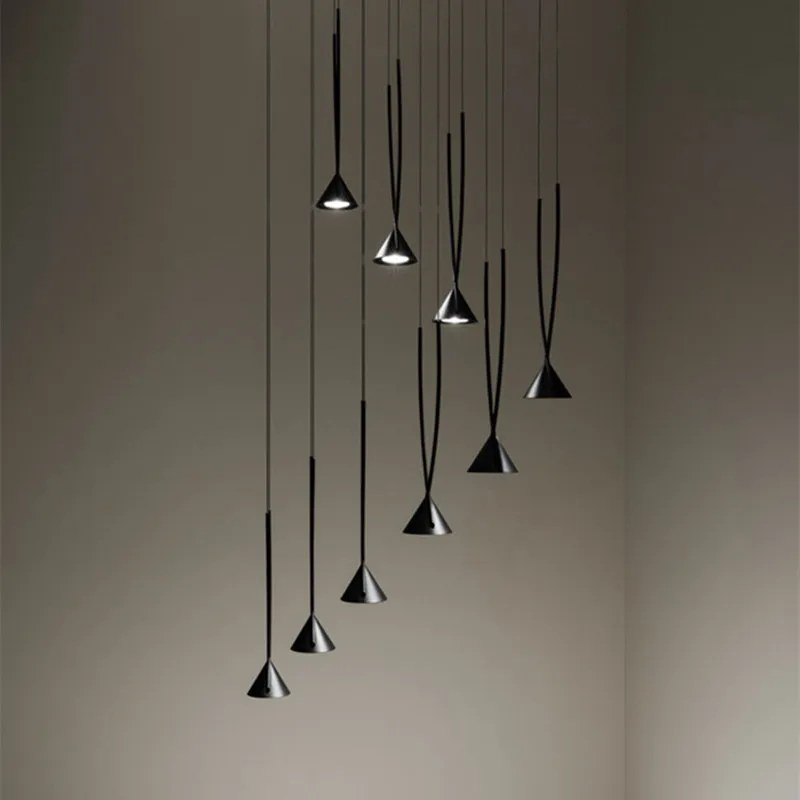

Jewel Pendant light Nordic Minimalist cone hanging lights Restaurant Designer Hall Cafe Luxury Long staircase pendant light