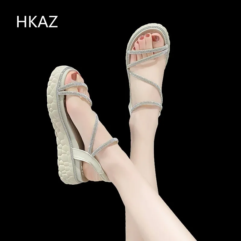 

Сандалии женские универсальные на платформе, Повседневная Удобная дышащая обувь для прогулок, Уличная обувь с пуш-ап, весна-лето