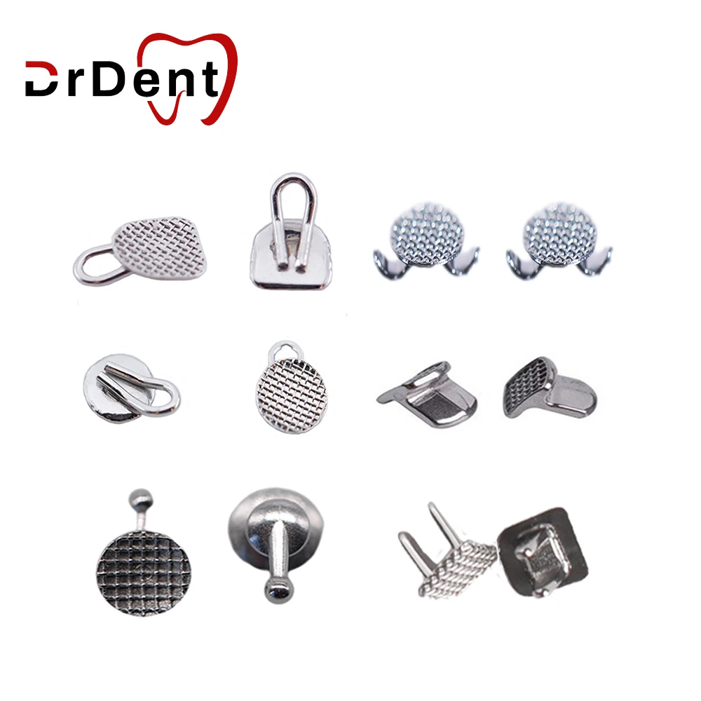 

50Pcs/Box Orthodontic Metal Buttons Dental Lingual Buckle/Composite Ceramic Traction Teeth Hook Item Bonding Mesh Bottom