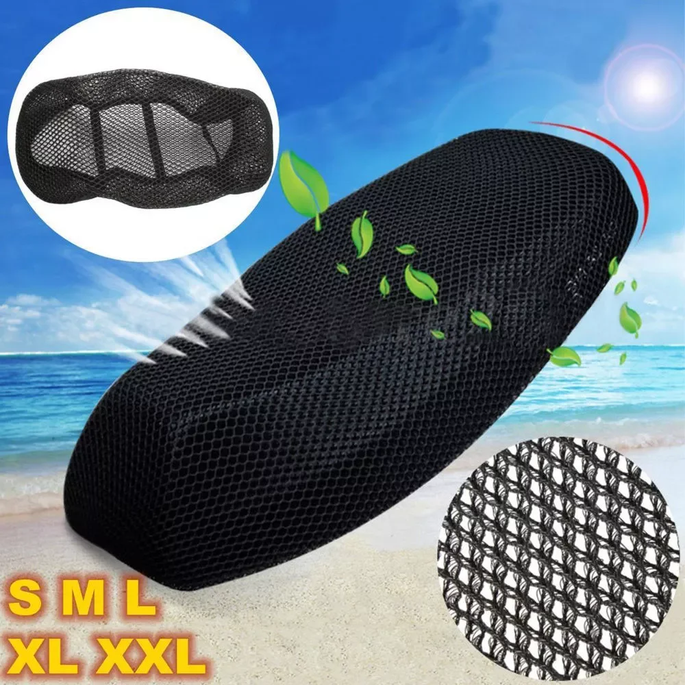 

Black Reliable Fastening 3D Sun Block Motorcycle Electric Bike Sunscreen Seat Cover Net Breathable Waterproof Protector Cushion