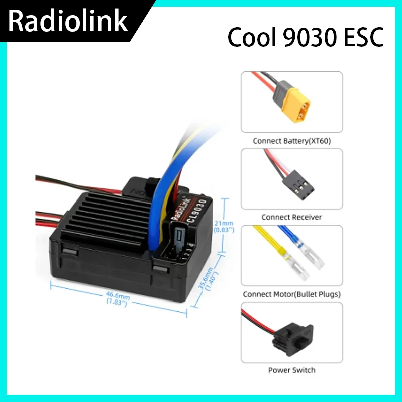 Фото Radiolink Future Flight Cool 9030 ESC 90A Матовый (2-4S) Водонепроницаемый Встроенный BEC 5A Выбор 5,5 В/7,5 В 1/10 RC Грузовики Танки Автомобиль №1