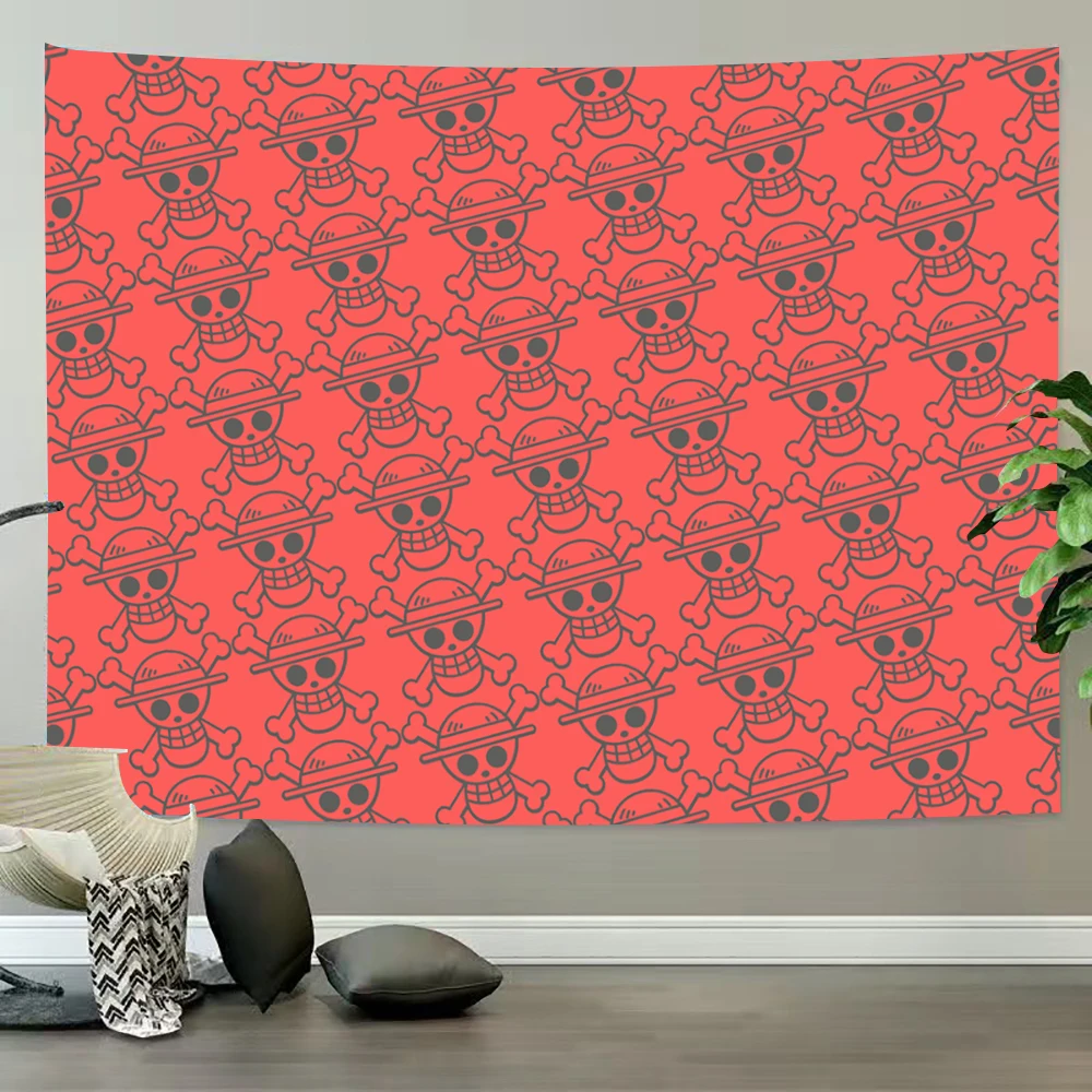 

Anime Tapestry one piece logo skull Wall Hanging luffy zoro Bedroom Decor Blanket Background Illustrations Decoration Mural