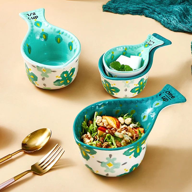 

Креативная керамическая мерная ложка, полный комплект, мерная чашка для сиропа в Западном соусе, мини-чашка для молока со шкалой, домашняя м...