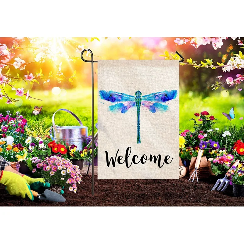 

Dragonfly Garden Porch Flag, Double Sided Garden Outdoor Yard Spring Decorative Home Flags for Summer Decor