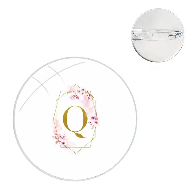 Броши из нержавеющей стали золотые буквы ABC