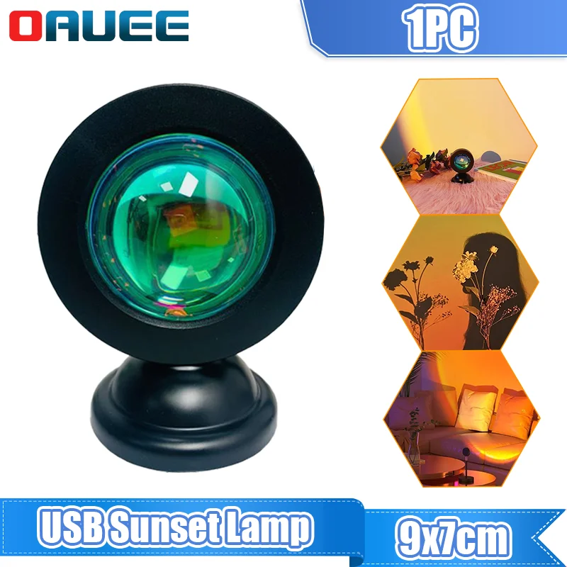 

USB Sunset Lamp Mini LED Night Light Photo Pros Atmosphere Lighting Projector Wall Decor for Home Coffee Store Room Decor Gift