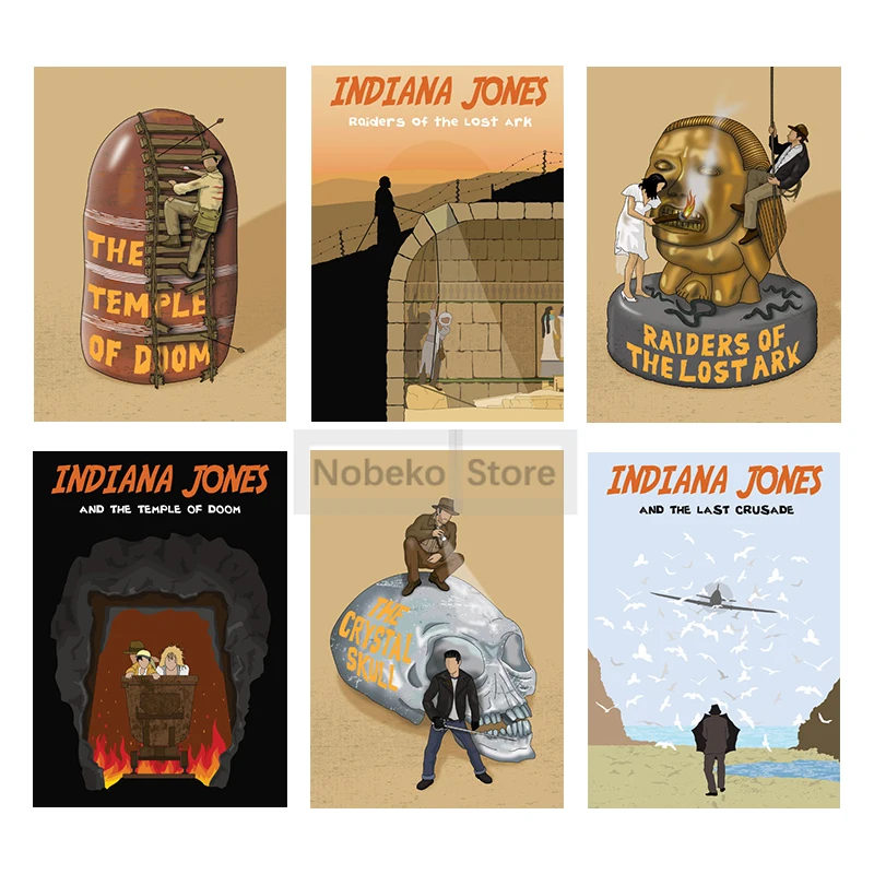 Классические фильмы Индиана Джонс альтернативный постер современный минимализм