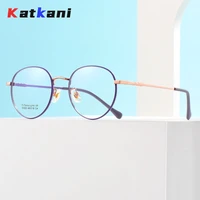 katkani fashion ultra light glasses women retro round titanium optical prescription myopia decorative eyeglasses frame 53303
