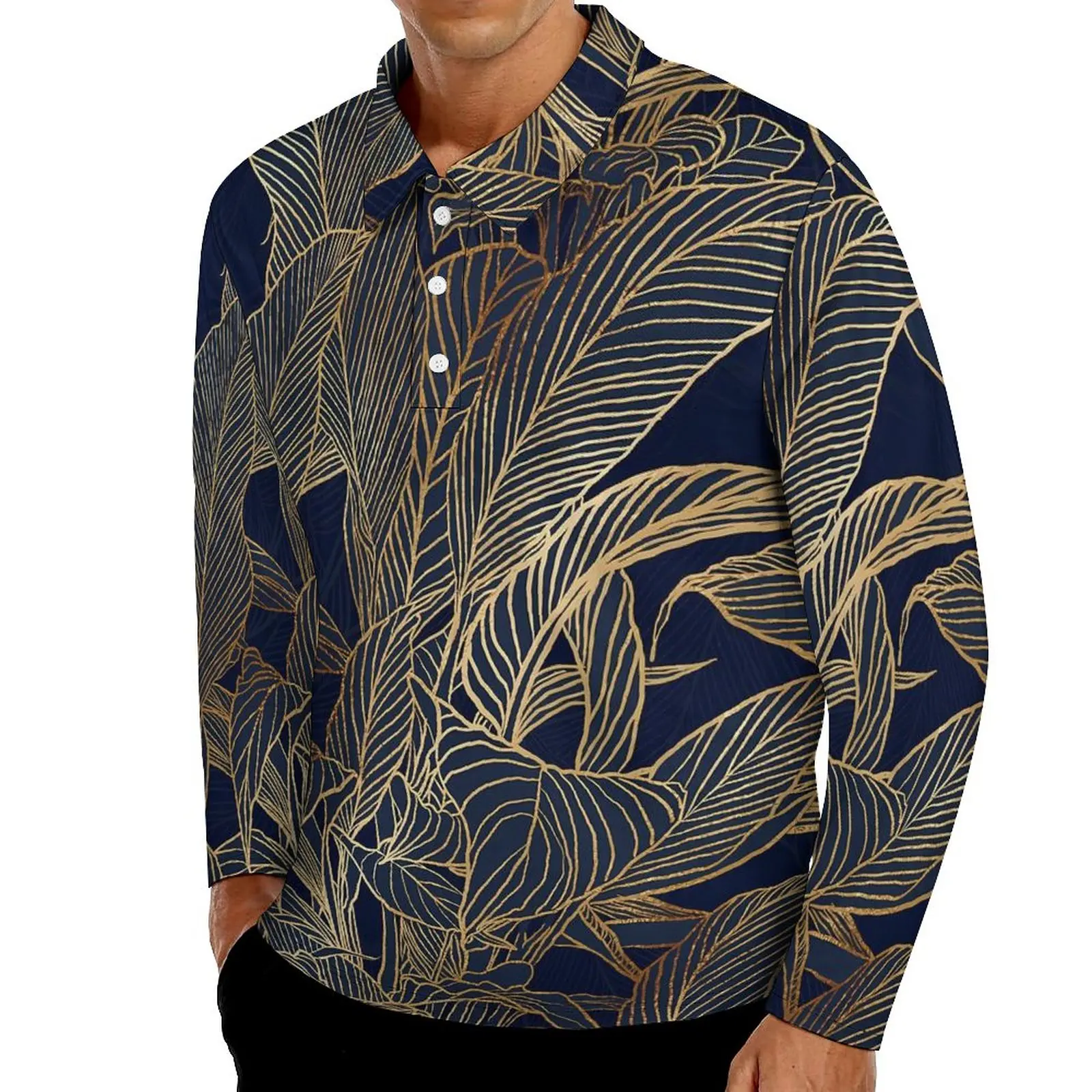 

Рубашка-поло с длинным рукавом и отложным воротником