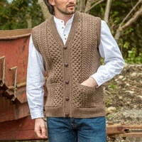 new mens autumn and winter sleeveless wool vest slim solid color twisted sweater vest