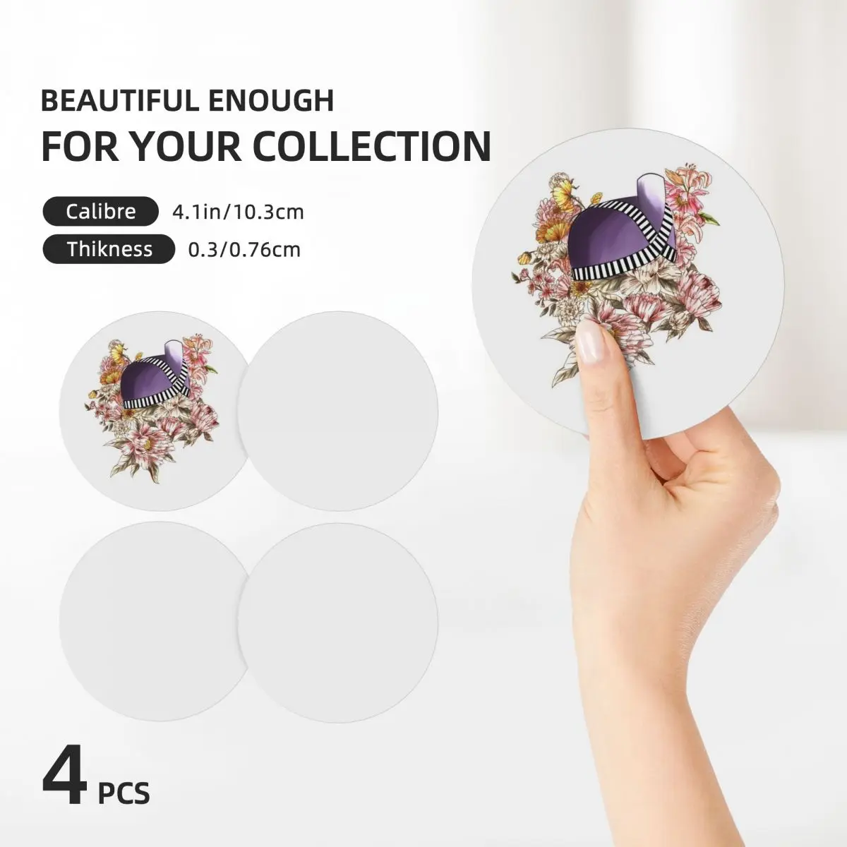 Полосатые фиолетовые керамические подставки Hmong с принтом шляпы (набор из 4 шт.)