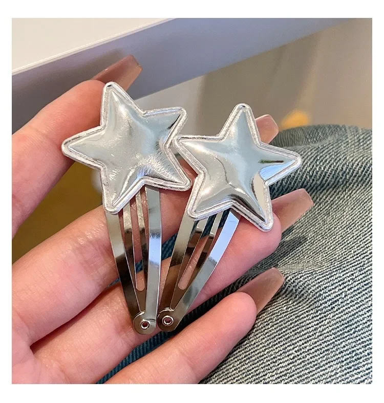 2 шт./комплект серебряные заколки для волос в виде звезд